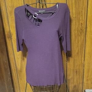INC International Concepts Purple Fitted Cut Out Blouse